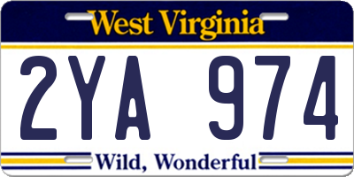 WV license plate 2YA974