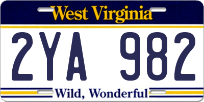 WV license plate 2YA982
