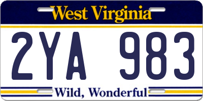 WV license plate 2YA983