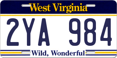WV license plate 2YA984