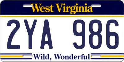 WV license plate 2YA986