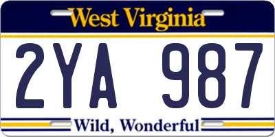 WV license plate 2YA987