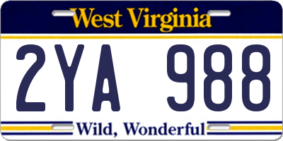 WV license plate 2YA988