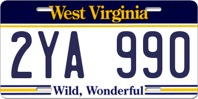 WV license plate 2YA990