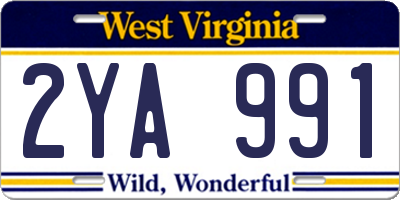WV license plate 2YA991