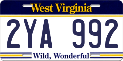 WV license plate 2YA992