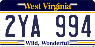 WV license plate 2YA994