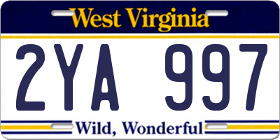 WV license plate 2YA997