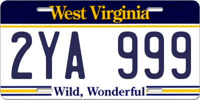 WV license plate 2YA999