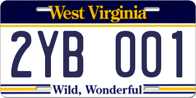 WV license plate 2YB001