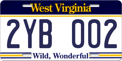 WV license plate 2YB002