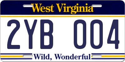 WV license plate 2YB004