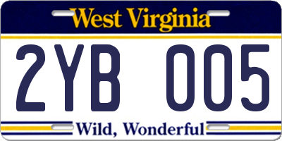 WV license plate 2YB005