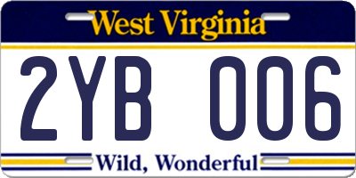 WV license plate 2YB006