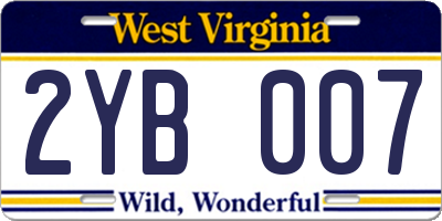 WV license plate 2YB007