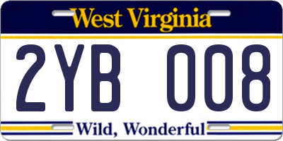 WV license plate 2YB008