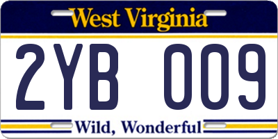 WV license plate 2YB009