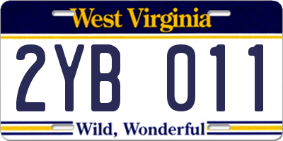 WV license plate 2YB011