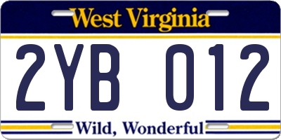 WV license plate 2YB012