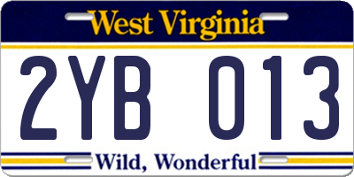 WV license plate 2YB013