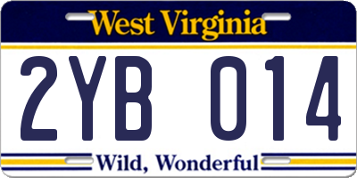 WV license plate 2YB014