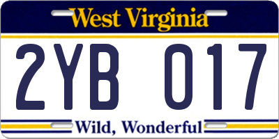 WV license plate 2YB017