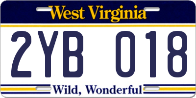 WV license plate 2YB018