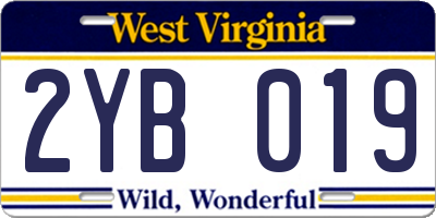 WV license plate 2YB019