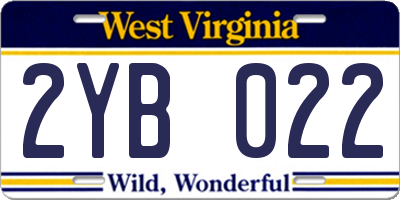 WV license plate 2YB022
