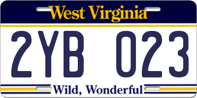 WV license plate 2YB023