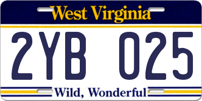 WV license plate 2YB025