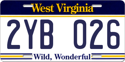 WV license plate 2YB026