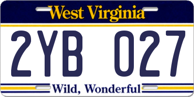 WV license plate 2YB027