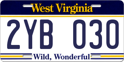 WV license plate 2YB030