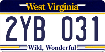 WV license plate 2YB031