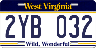 WV license plate 2YB032