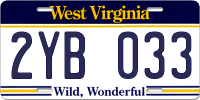WV license plate 2YB033