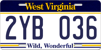 WV license plate 2YB036