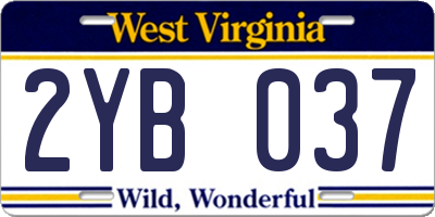 WV license plate 2YB037
