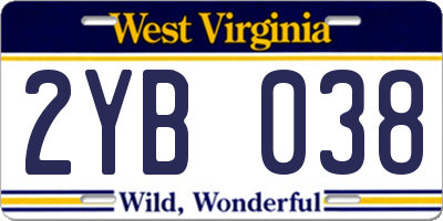 WV license plate 2YB038