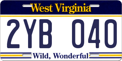WV license plate 2YB040