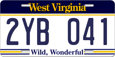 WV license plate 2YB041