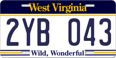 WV license plate 2YB043