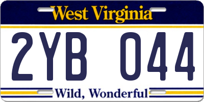 WV license plate 2YB044