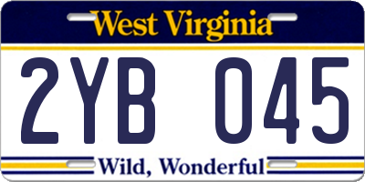 WV license plate 2YB045