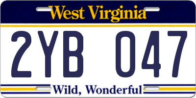 WV license plate 2YB047