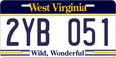 WV license plate 2YB051