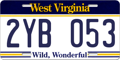 WV license plate 2YB053
