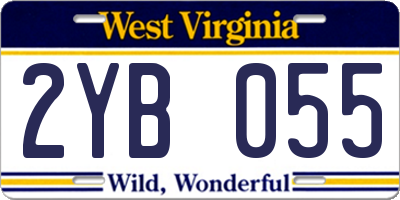 WV license plate 2YB055