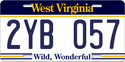 WV license plate 2YB057
